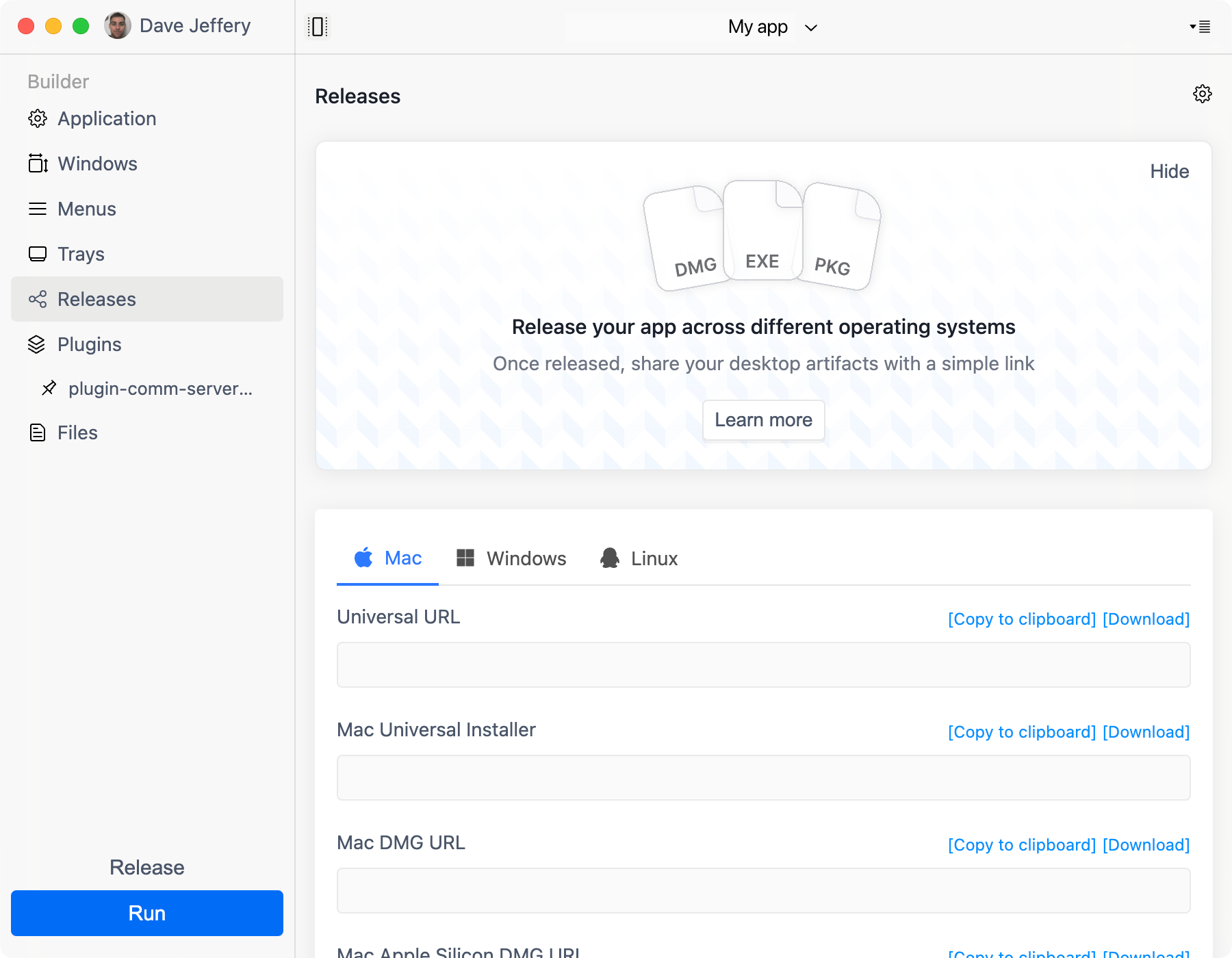 ToDesktop Builder release view